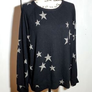 David Bitton| Womens Star Print Gray/ Black Sweater Rock Edgy Oversized Sz.Large